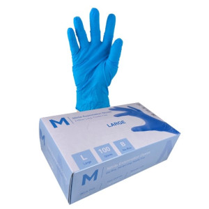 MPH, Premium Nitrile Gloves Powder Free Sky Blue, L, 5.0g