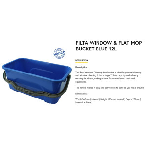  Filta Window & Flat Mop Bucket - 12Litre - blue