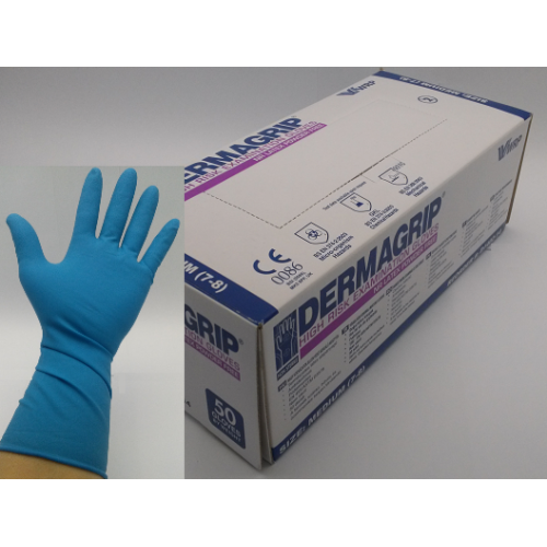 Dermagrip high risk gloves powder free (Medium) - blue