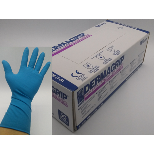 Dermagrip high risk gloves powder free (X-large) - blue