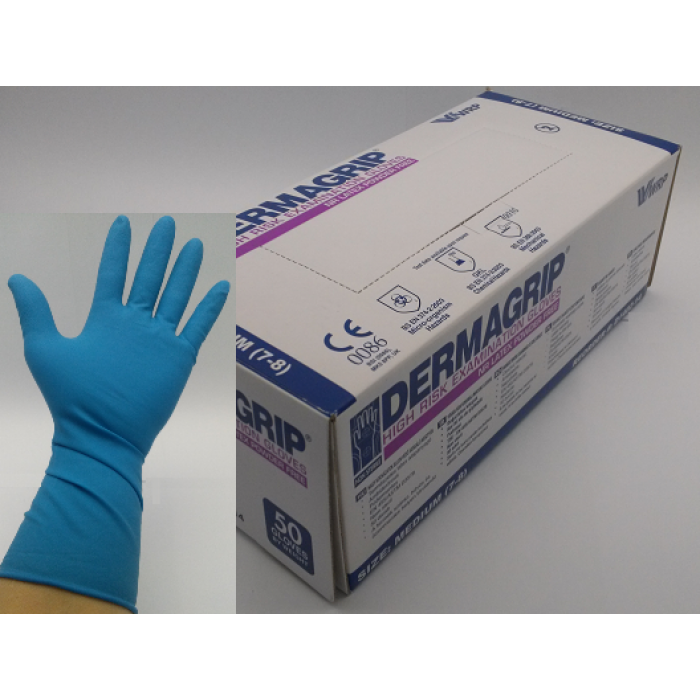 Перчатки латексные dermagrip high. Дермагрип High risk examination Gloves. Перчатки Dermagrip High risk examination Gloves Medium. Мед перчатки Дермагрип синие.